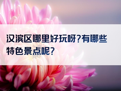 汉滨区哪里好玩呀？有哪些特色景点呢？