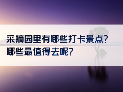 采摘园里有哪些打卡景点？哪些最值得去呢？