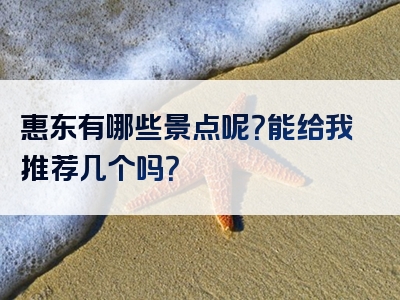 惠东有哪些景点呢？能给我推荐几个吗？