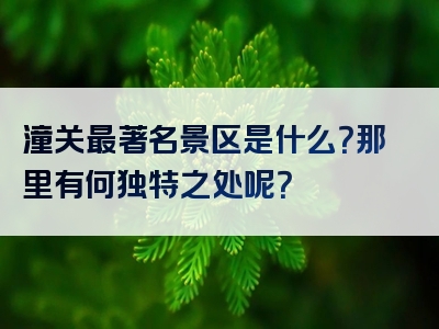 潼关最著名景区是什么？那里有何独特之处呢？