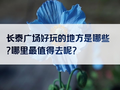 长泰广场好玩的地方是哪些？哪里最值得去呢？