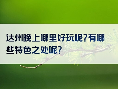 达州晚上哪里好玩呢？有哪些特色之处呢？