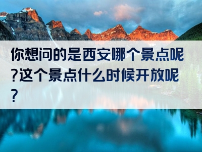 你想问的是西安哪个景点呢？这个景点什么时候开放呢？