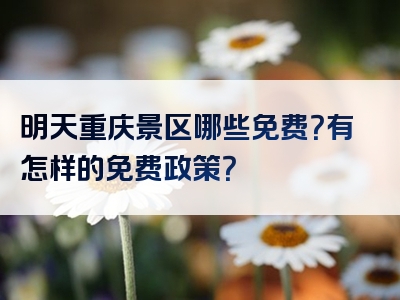 明天重庆景区哪些免费？有怎样的免费政策？