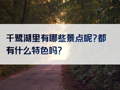 千鹭湖里有哪些景点呢？都有什么特色吗？