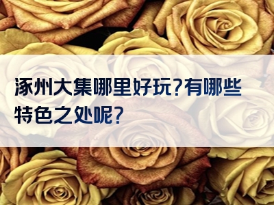 涿州大集哪里好玩？有哪些特色之处呢？