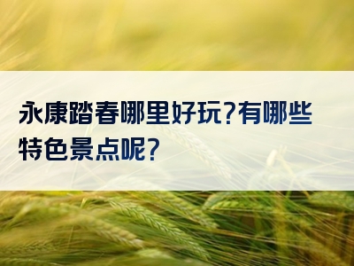 永康踏春哪里好玩？有哪些特色景点呢？