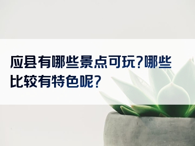 应县有哪些景点可玩？哪些比较有特色呢？