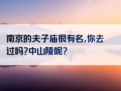 南京的夫子庙很有名，你去过吗？中山陵呢？