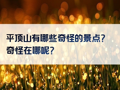 平顶山有哪些奇怪的景点？奇怪在哪呢？