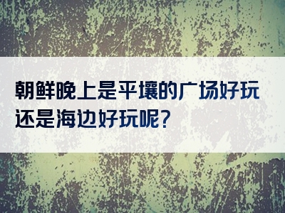 朝鲜晚上是平壤的广场好玩还是海边好玩呢？