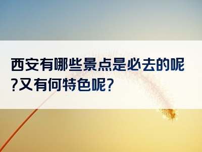 西安有哪些景点是必去的呢？又有何特色呢？