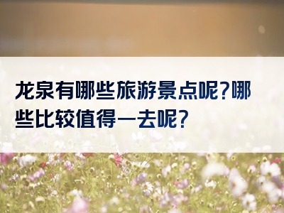 龙泉有哪些旅游景点呢？哪些比较值得一去呢？