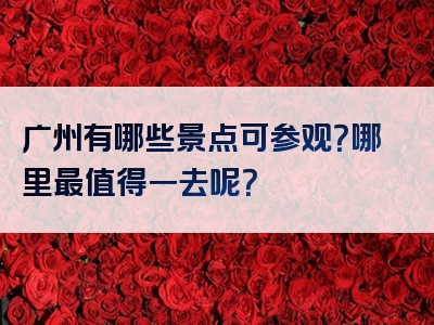 广州有哪些景点可参观？哪里最值得一去呢？