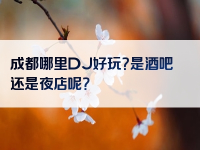 成都哪里DJ好玩？是酒吧还是夜店呢？