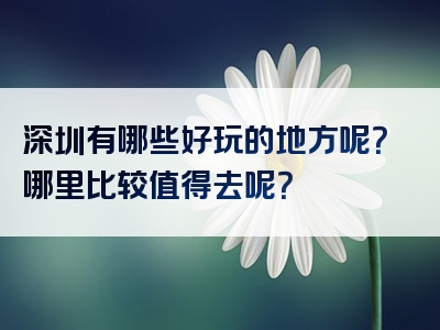深圳有哪些好玩的地方呢？哪里比较值得去呢？