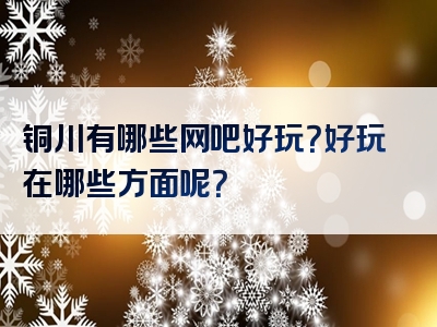 铜川有哪些网吧好玩？好玩在哪些方面呢？