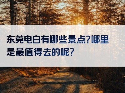 东莞电白有哪些景点？哪里是最值得去的呢？