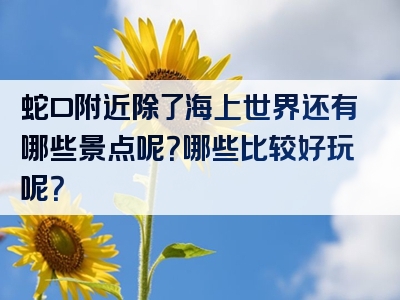 蛇口附近除了海上世界还有哪些景点呢？哪些比较好玩呢？