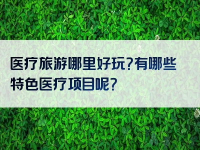 医疗旅游哪里好玩？有哪些特色医疗项目呢？