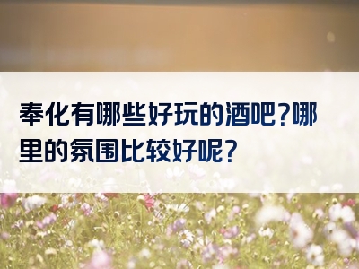 奉化有哪些好玩的酒吧？哪里的氛围比较好呢？