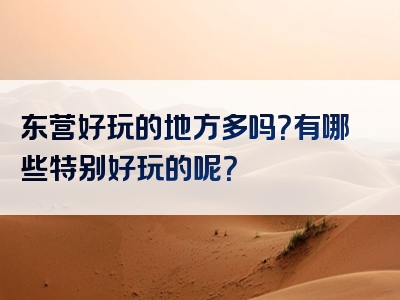 东营好玩的地方多吗？有哪些特别好玩的呢？