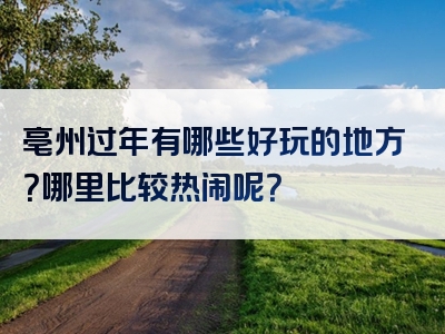 亳州过年有哪些好玩的地方？哪里比较热闹呢？