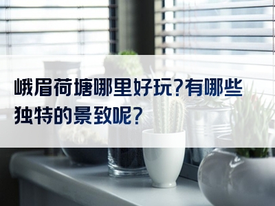 峨眉荷塘哪里好玩？有哪些独特的景致呢？